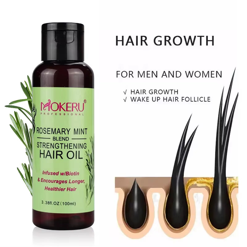 Mokeru Rosemary Mini Hair Oil Infused with Biotin Hair Growth for Unisex Improves Circulation Rosemary Hair Oil