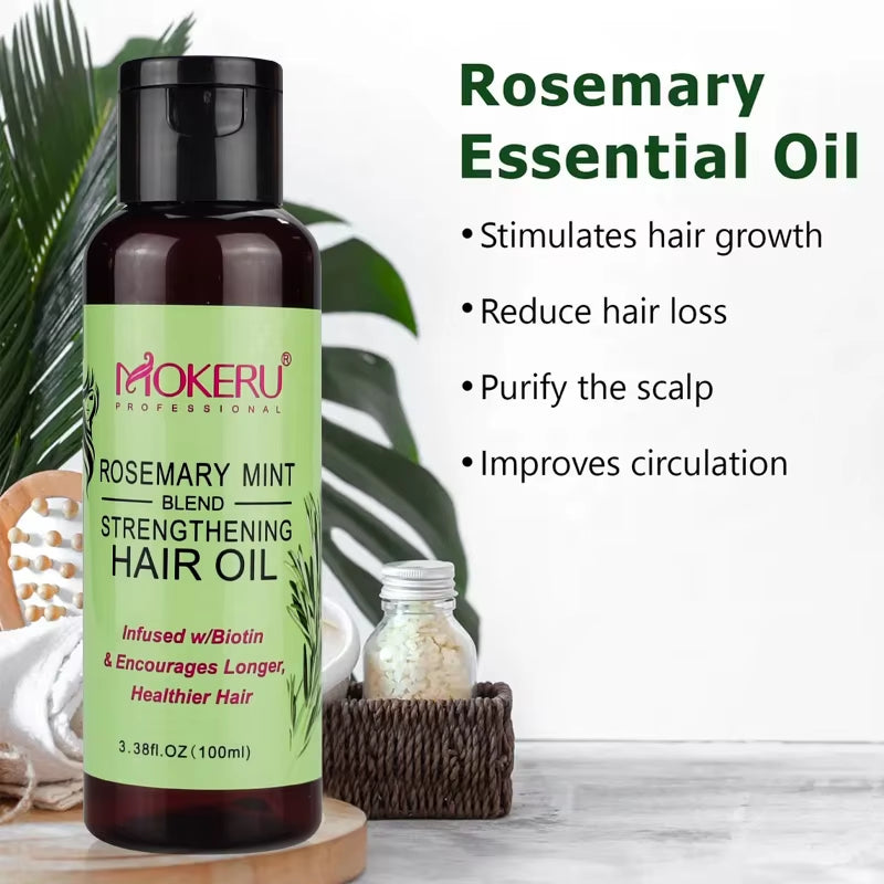 Mokeru Rosemary Mini Hair Oil Infused with Biotin Hair Growth for Unisex Improves Circulation Rosemary Hair Oil