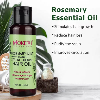 Mokeru Rosemary Mini Hair Oil Infused with Biotin Hair Growth for Unisex Improves Circulation Rosemary Hair Oil