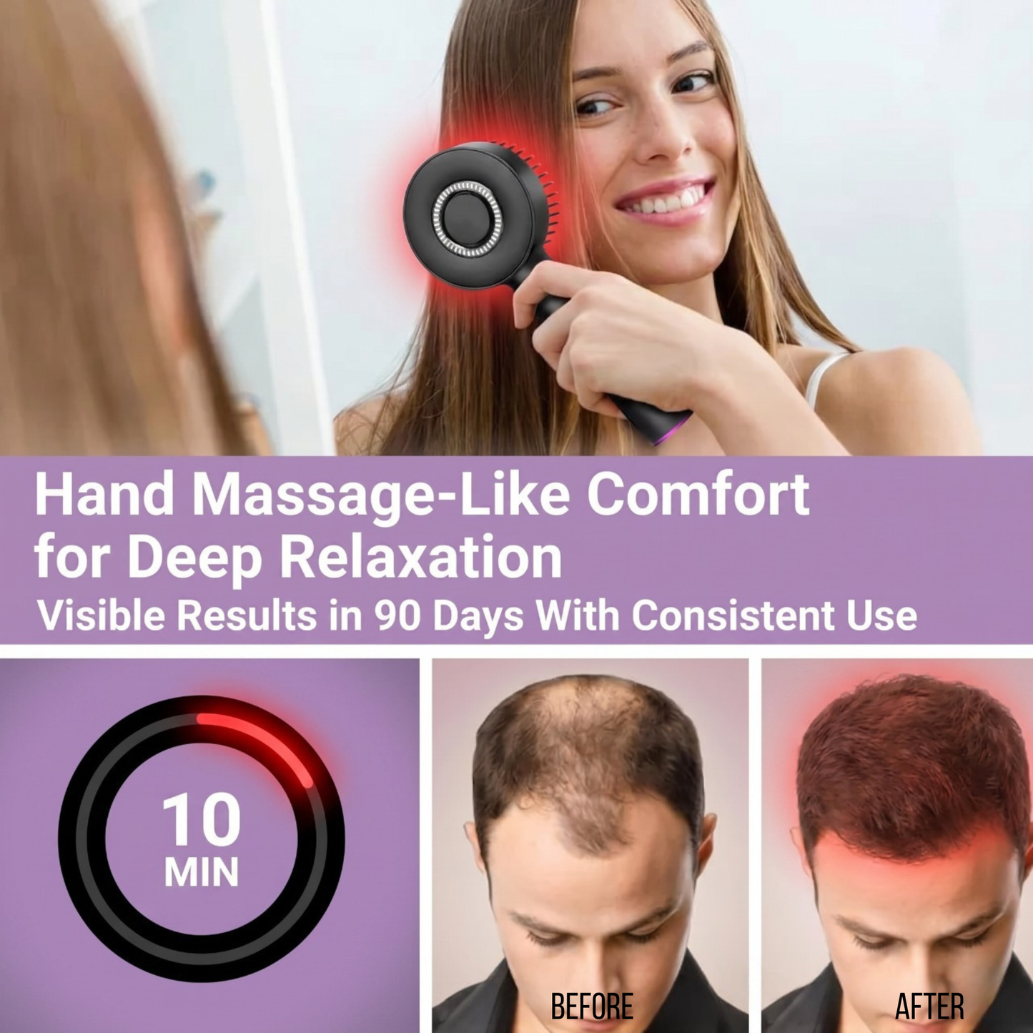 NuvaBrush - Scalp Massager, Hair Growth Comb & Oil Applicator | 3-in-1 Detangling Brush for Thicker, Healthier-Looking Hair 2.0
